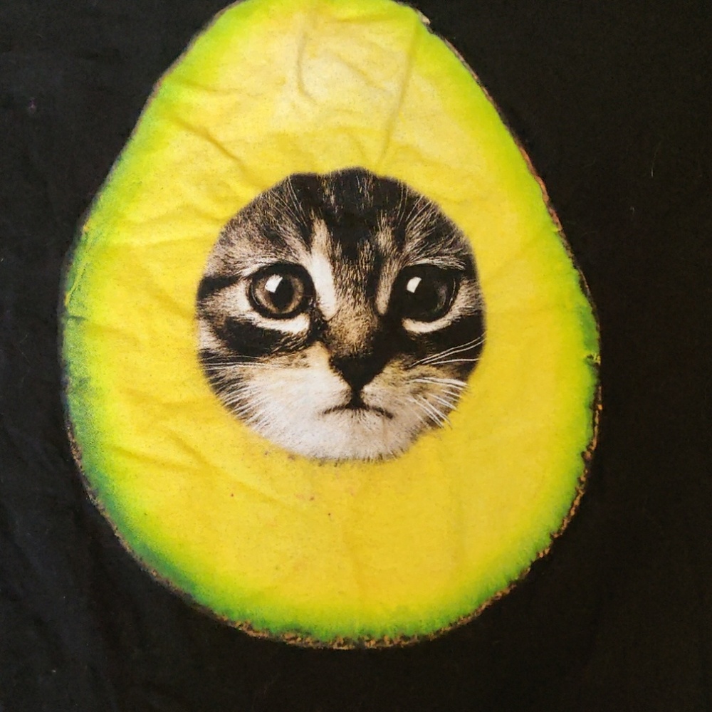 Avocado Cat Black T shirt